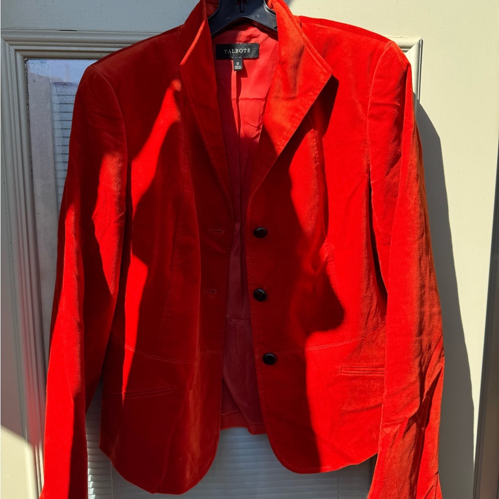 Talbots Women's Vibrant Red Velvet Blazer